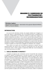 ImagerIe à l`admIssIon du polytraumatIsé