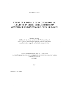 Étude de l`impact des conditions de culture in vitro sur l`expression