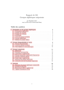 Rapport de M2 Groupes algébriques unipotents