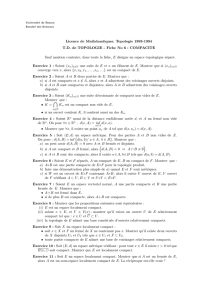 Licence de Mathématiques. Topologie 1993-1994 TD de