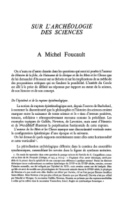 SUR L`ARCHÉOLOGIE DES SCIENCES A Michel Foucault