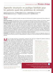 Approche structurée en pratique familiale pour les patients ayant