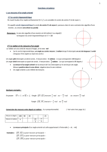1 Fonctions circulaires I. Les mesures d`un angle orienté 1°/ Le