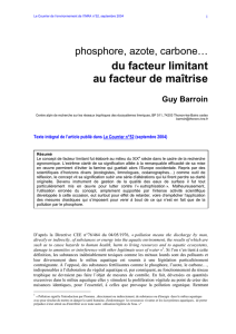 du facteur limitant au facteur de maîtrise