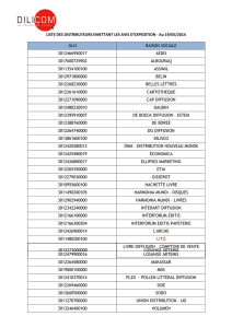 LISTE DES DISTRIBUTEURS EMETTANT LES AVIS D`EXPEDITION