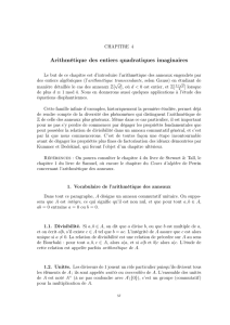 Arithmétique des entiers quadratiques imaginaires