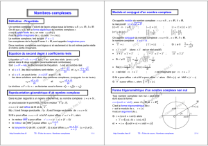 Nombres complexes - Cours et Exercices de Mathématiques
