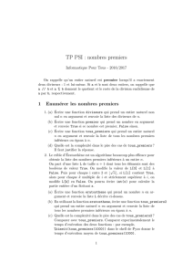 TP PSI : nombres premiers