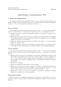 Algorithmique et programmation. TD1 1