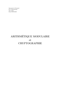 ARITHMÉTIQUE MODULAIRE et CRYPTOGRAPHIE