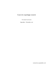 Cours de cryptologie avancée