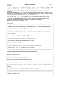 Terminale STG Chapitre 8 : probabilités. Page n ° 1 2007