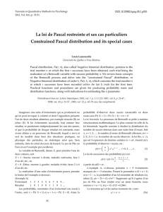 La loi de Pascal restreinte et ses cas particuliers Constrained Pascal