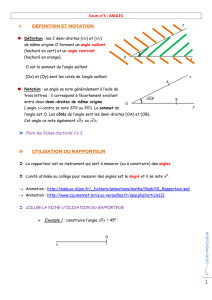 Cours n°3 : ANGLES I- DEFINITION ET NOTATION II