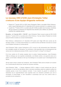 Le nouveau CEO d`UCB Jean-Christophe Tellier s`entoure d`une