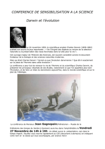 CONFERENCE DE SENSIBILISATION A LA SCIENCE Darwin et l