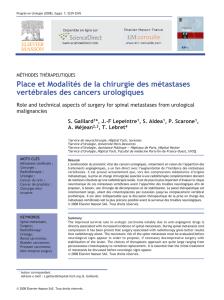 Place et Modalités de la chirurgie des métastases vertébrales des