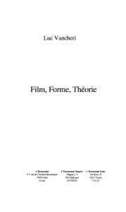 Film, Forme, Théorie