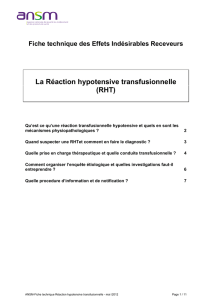 Réaction hypotensive transfusionnelle