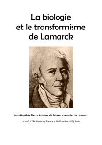 La biologie et le transformisme de Lamarck