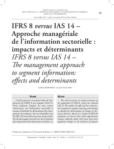 IFRS 8 versus IAS 14 – Approche managériale de - IGR
