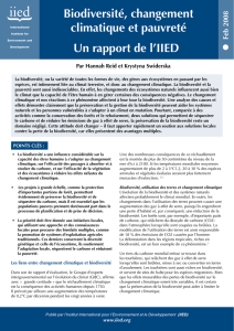 Un rapport de l`IIED Biodiversité, changement climatique et pauvreté