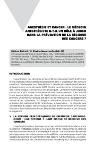 Anesthésie et CAnCer : Le médeCin Anesthésiste A-t-iL