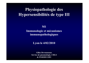 Physiopathologie des Hypersensibilités de type III