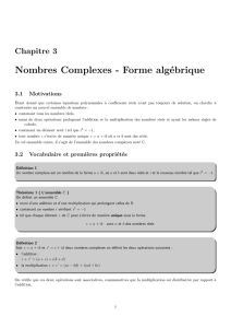 Nombres Complexes - Forme algébrique