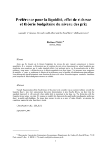 Préférence pour la liquidité, effet de richesse et théorie budgétaire