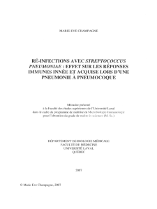 ré-infections avec streptococcus pneumoniae : effet sur les réponses