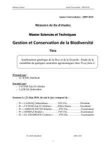 Gestion et Conservation de la Biodiversité Titre