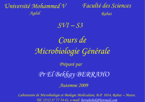 Cour de Microbiologie S3 - SVI - Faculté des Sciences de Rabat