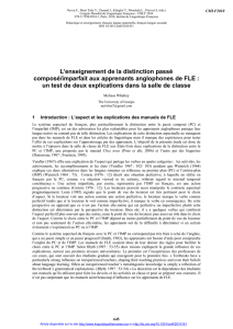 L`Enseignement de la distinction passé composé/imparfait aux