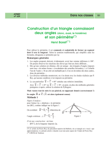 Construction d`un triangle connaissant et son périmètre(*)