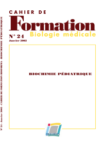Cahier 24 - Biochimie pédiatrique