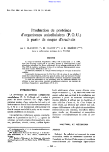 Production de protéines d`organismes unicellulaires (POU