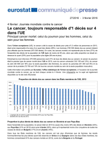 Le cancer, toujours responsable d`1 décès sur 4 dans l`UE