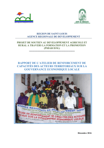 RAPPORT DE L`ATELIER DE RENFORCEMENT DE CAPACITÉS