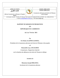 RAPPORT DE MISSION DE PROMOTION EN REPUBLIQUE DU