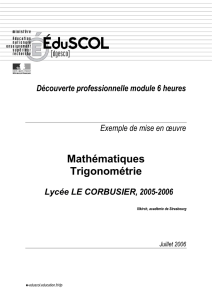 Mathématiques - Trigonométrie - Ministère de l`éducation nationale