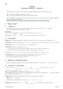 Dualité Syst`emes linéaires - Matrices 1 Espace dual 2 Dualité