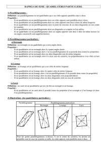 Rappels de 5eme : quadrilateres particuliers. 1