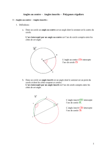 Angles au centre – Angles inscrits – Polygones réguliers