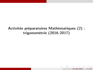 Activités préparatoires Mathématiques (2) : trigonométrie (2016