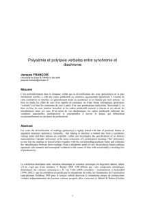 Polysémie et polytaxie verbales entre synchronie et