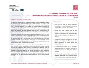 le cancer au saguenay–lac-saint-jean : survol épidémiologique d`un