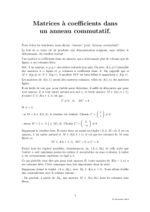 Matrices `a coefficients dans un anneau commutatif.