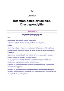 Infection ostéo-articulaire. Discospondylite