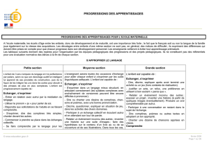 progressions des apprentissages